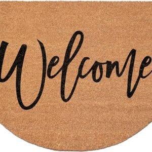half round cursive welcome doormat